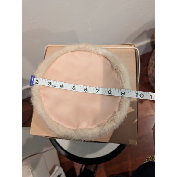 1965 Noreen Pillbox Hat w/ Veil • Satin & Fur‑Like Trim • Box + Receipt main image 4